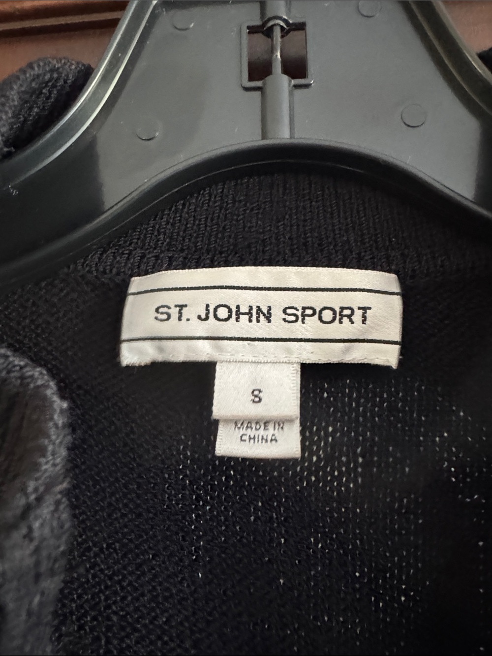 St. John Black Zip-Front Cardigan with Cream Embroidery - Picture 3 of 5